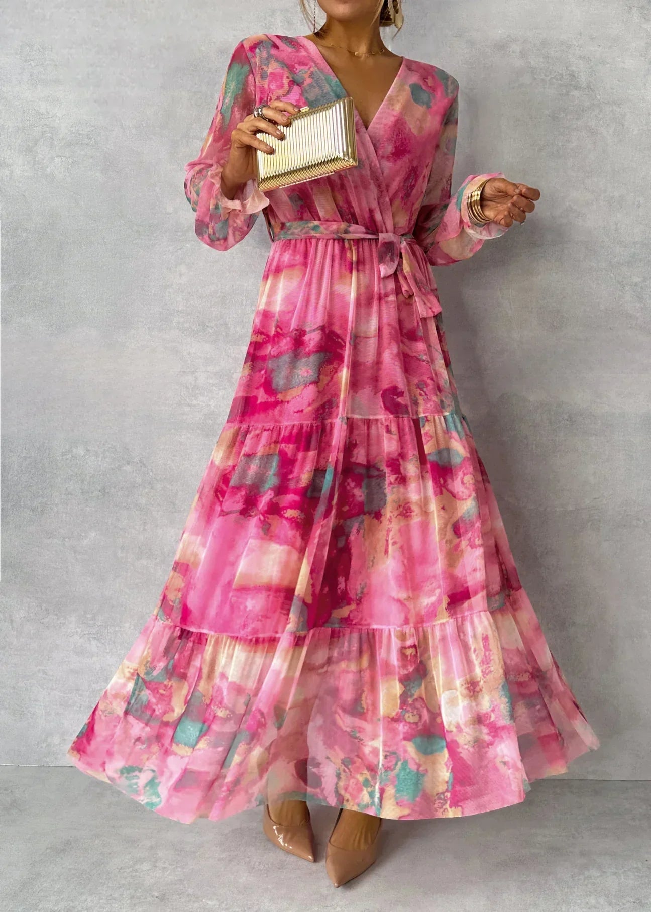 Women's Floral Long Sleeve Wrap Dress 2