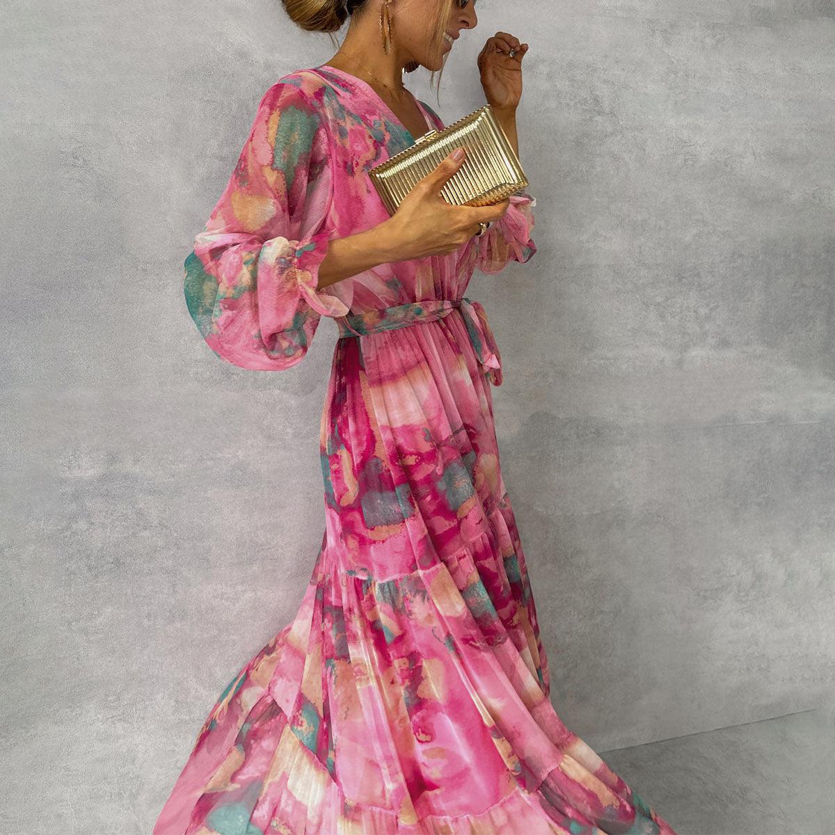 Women's Floral Long Sleeve Wrap Dress 1