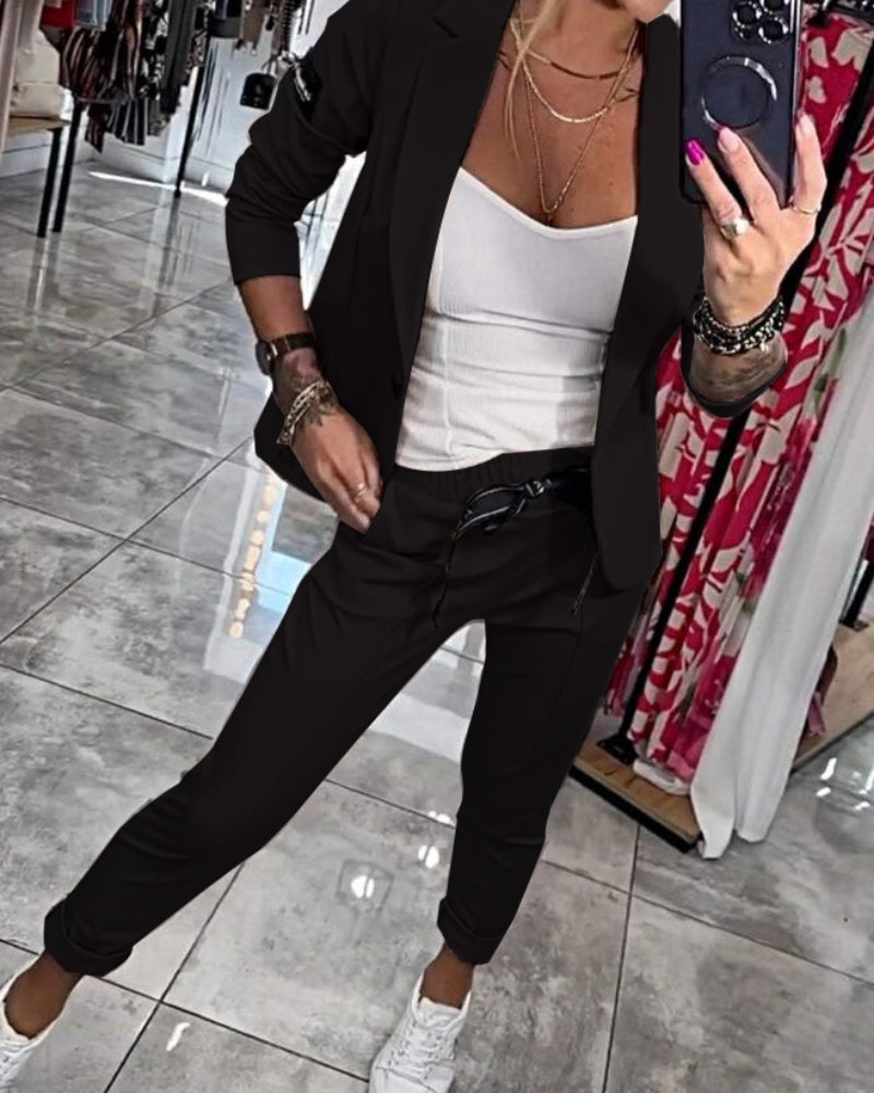 Variant image for Women's Soft Cotton Outfit Jacket Pants Set-33