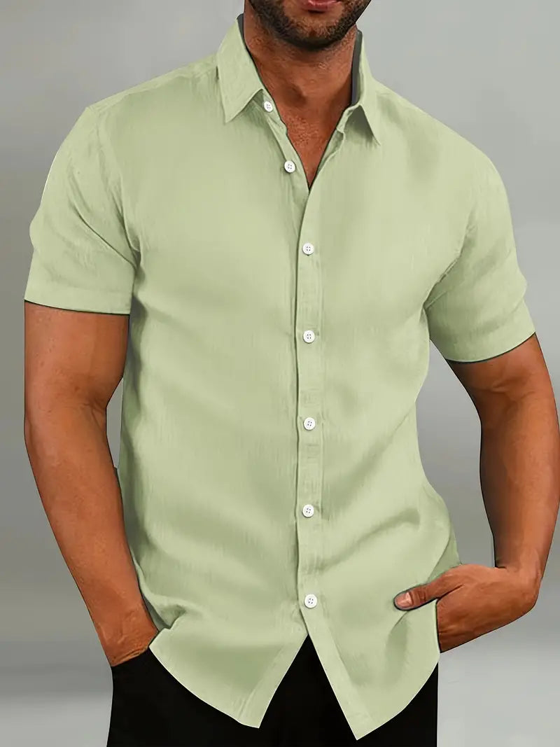 Variant image for Men's Cotton Short Sleeve Button-Down Shirt-41