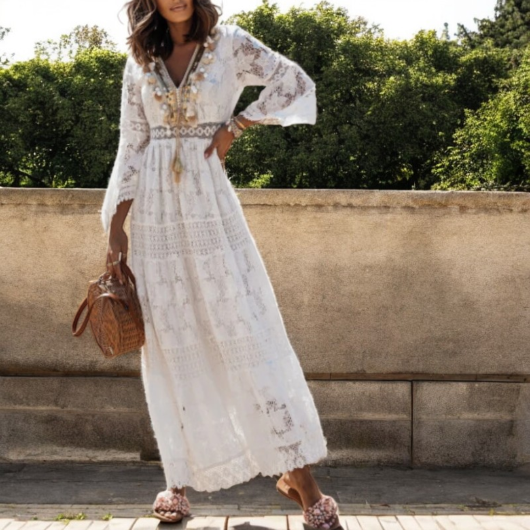 Women's Lace Maxi Dress Bohemian Style-4