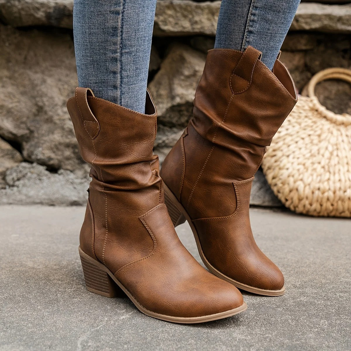 Women's Leather Cowboy Boots-1
