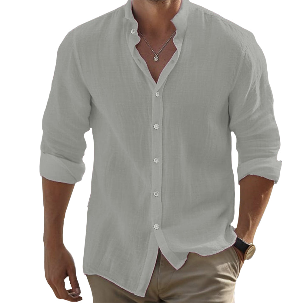 Men's Linen Long Sleeve Shirt - Relaxed Fit for Everyday Style 4