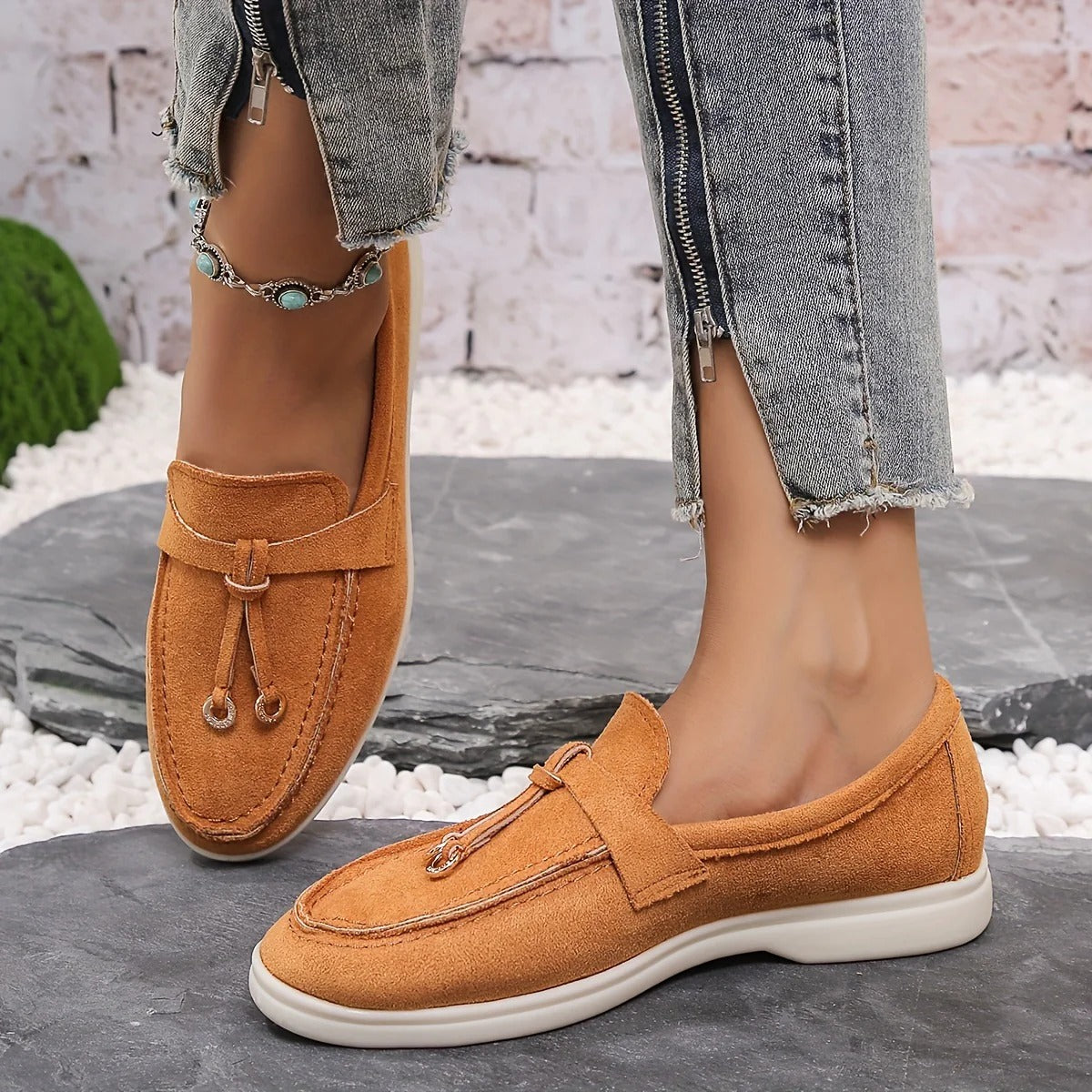 Variant image for Women's Synthetic Leather Loafers with Gold-Tone Buckle-57