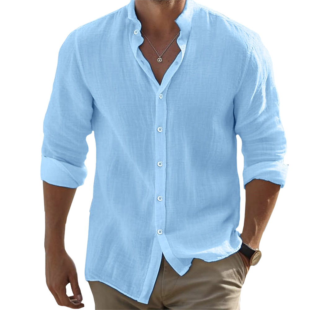 Men's Linen Long Sleeve Shirt - Relaxed Fit for Everyday Style 3