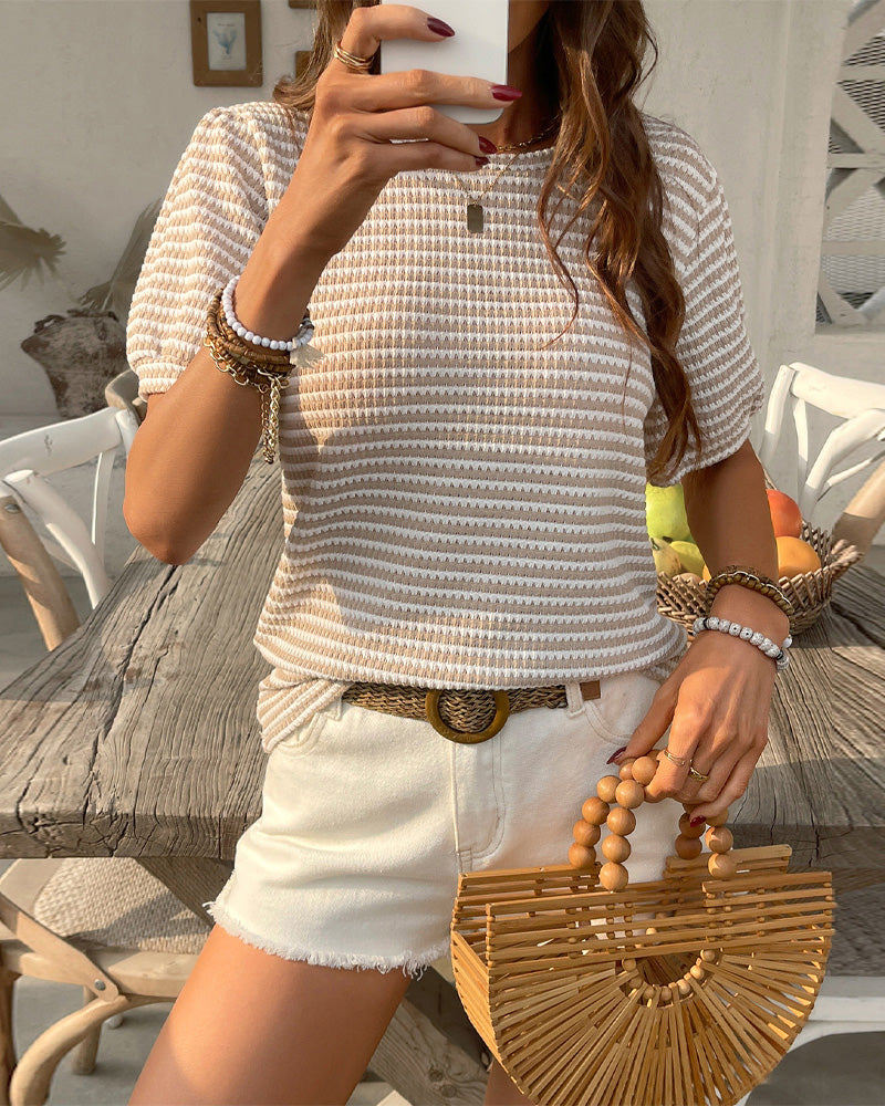 Women's Cotton Blouse Puff Sleeve Top-6