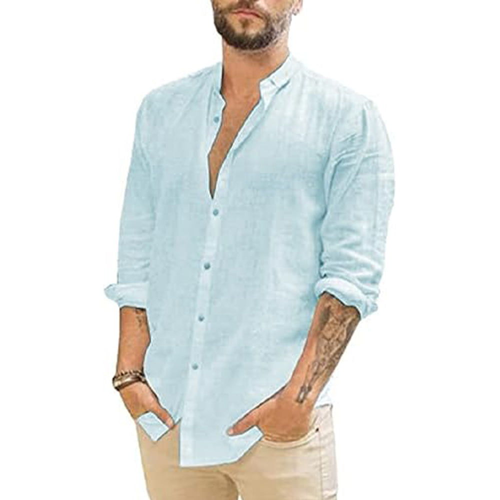 Men's Lightweight Linen Shirt with Mandarin Collar 3