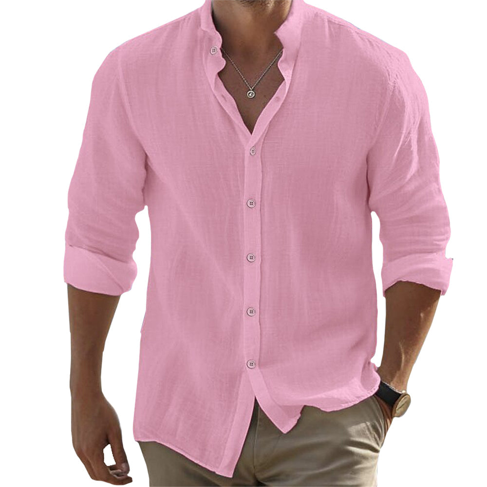 Men's Linen Long Sleeve Shirt - Relaxed Fit for Everyday Style 5