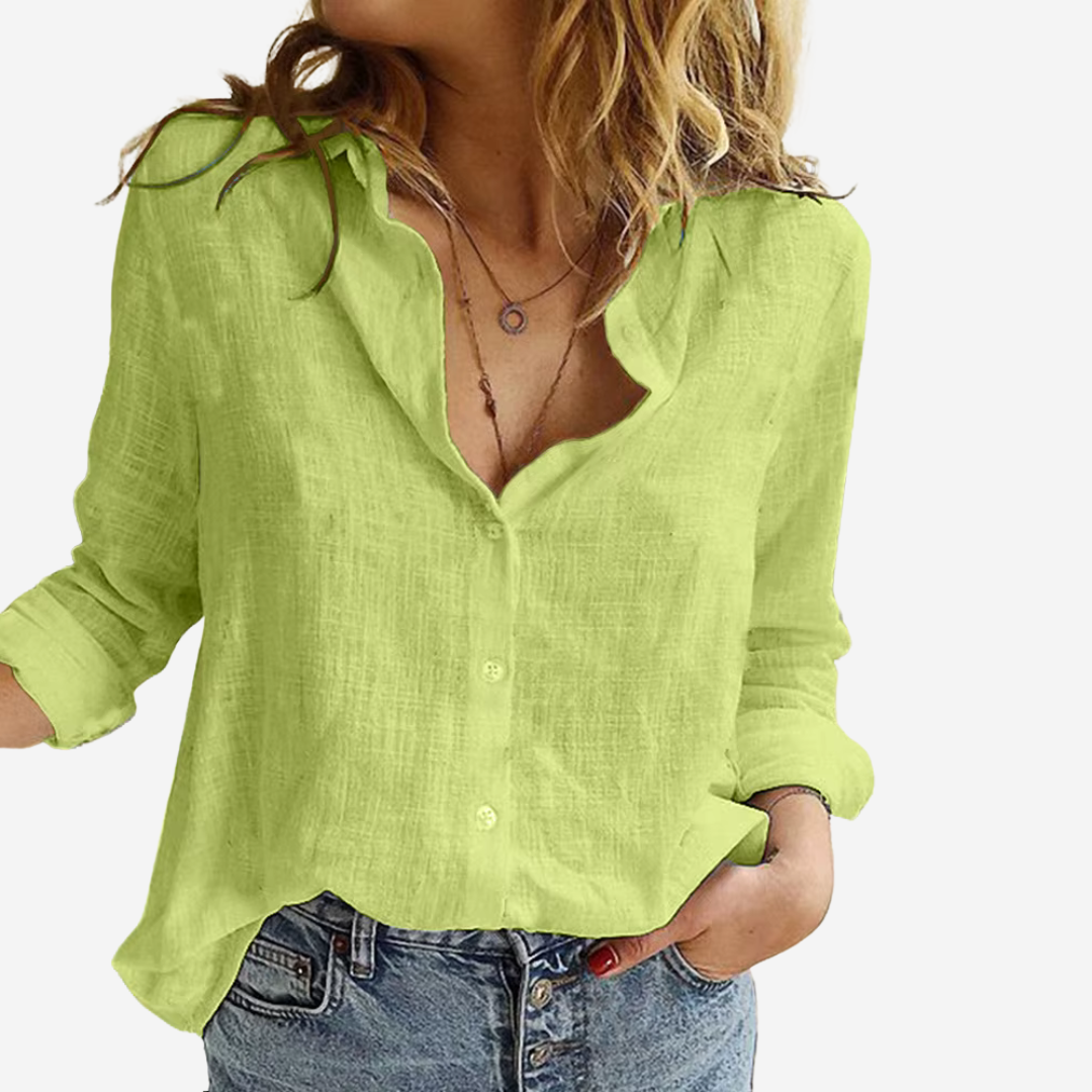 Variant image for Women's Linen Blouse Long Sleeve Tops-21