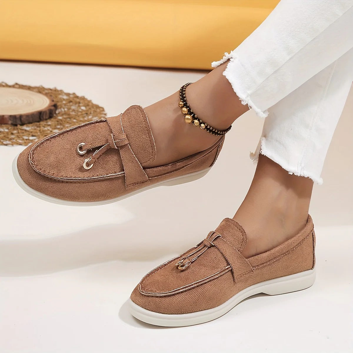 Variant image for Women's Synthetic Leather Loafers with Gold-Tone Buckle-33