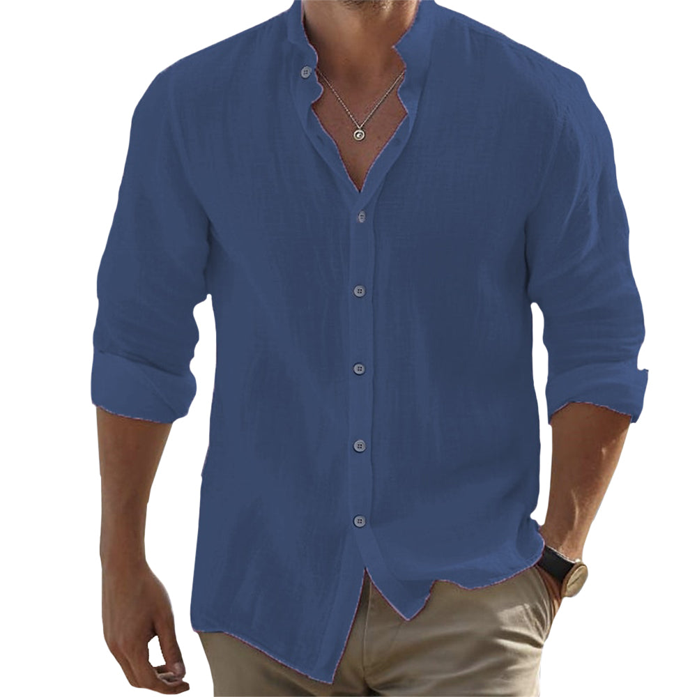 Men's Linen Long Sleeve Shirt - Relaxed Fit for Everyday Style 6