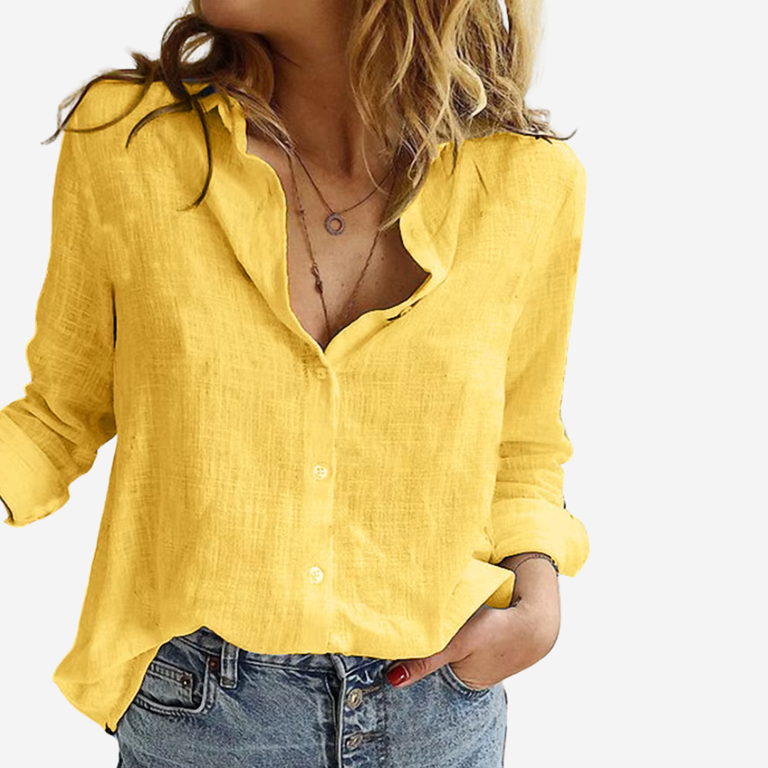 Women's Linen Blouse Long Sleeve Tops-6