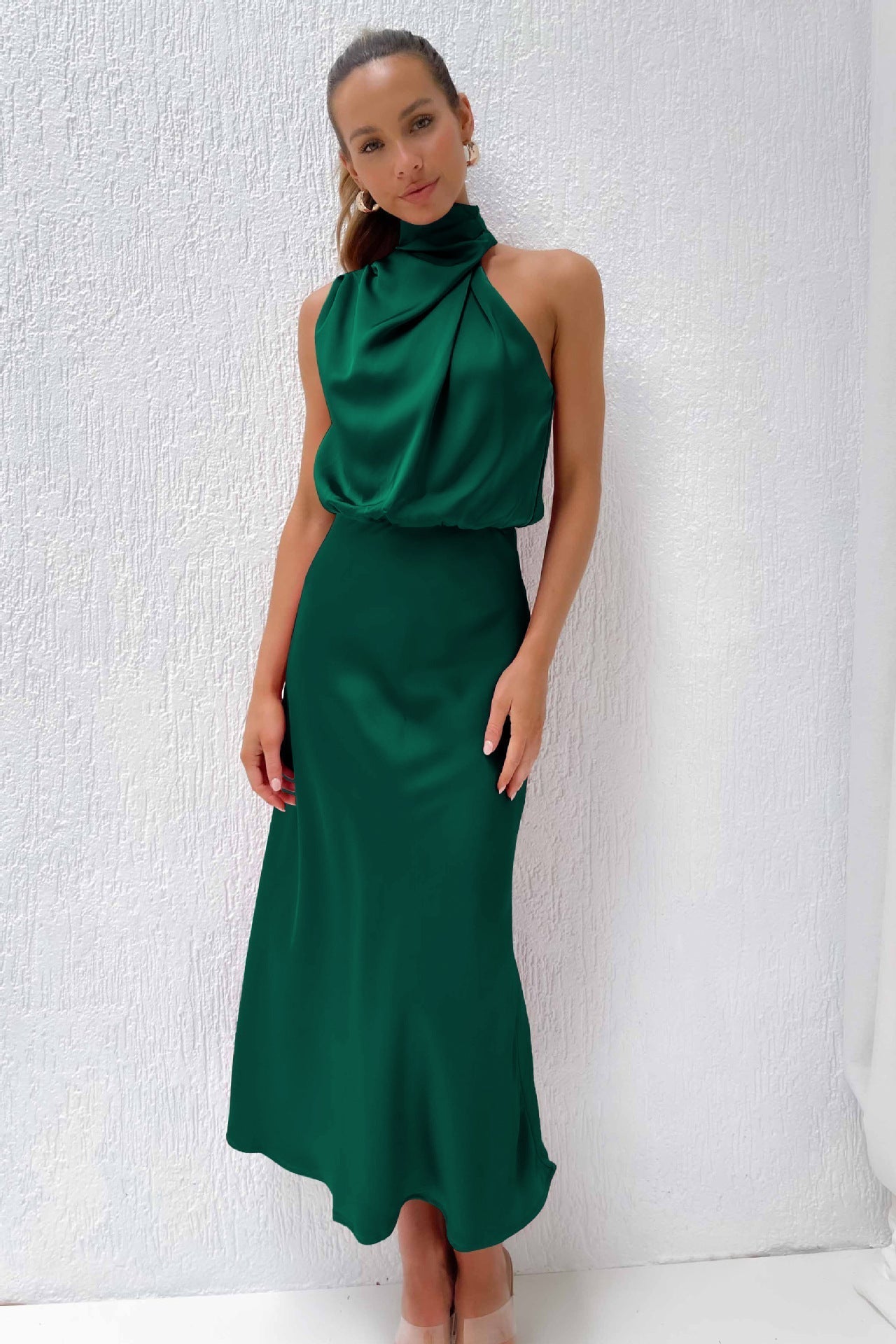 Women's Satin Maxi Dress-6