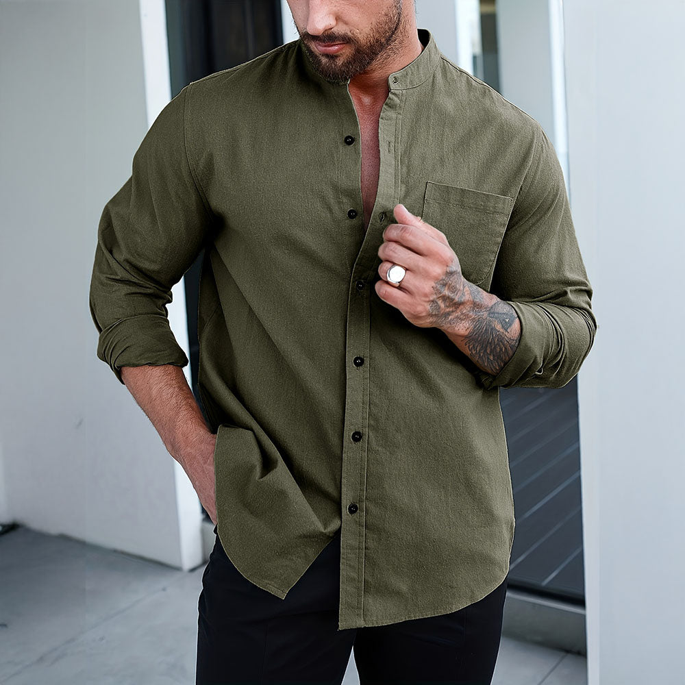 Men's Dress Shirt with Mandarin Collar and Modern Style 5