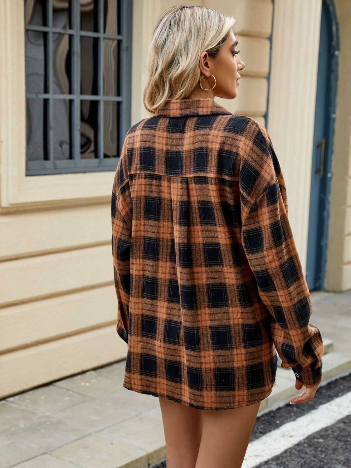 Women's Cotton Checkered Shirt Long Sleeve-3