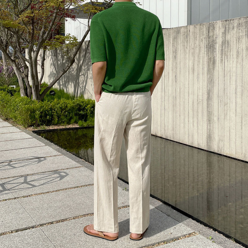 Men's Linen Pants Classic Style Relaxed Fit-4