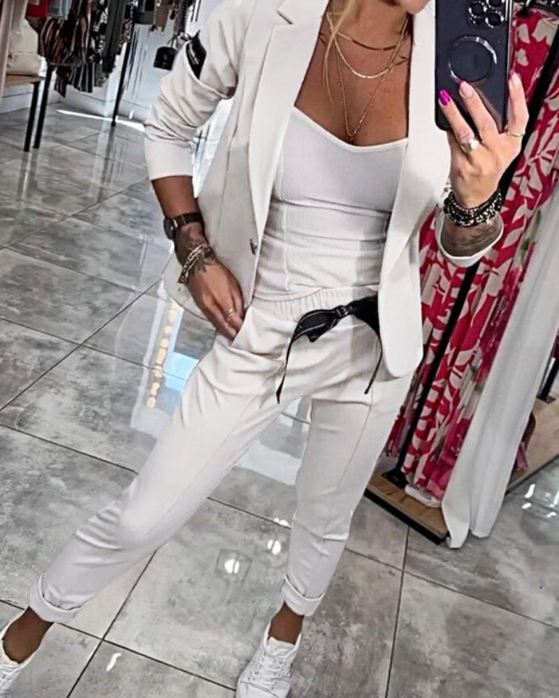 Women's Soft Cotton Outfit Jacket Pants Set-6
