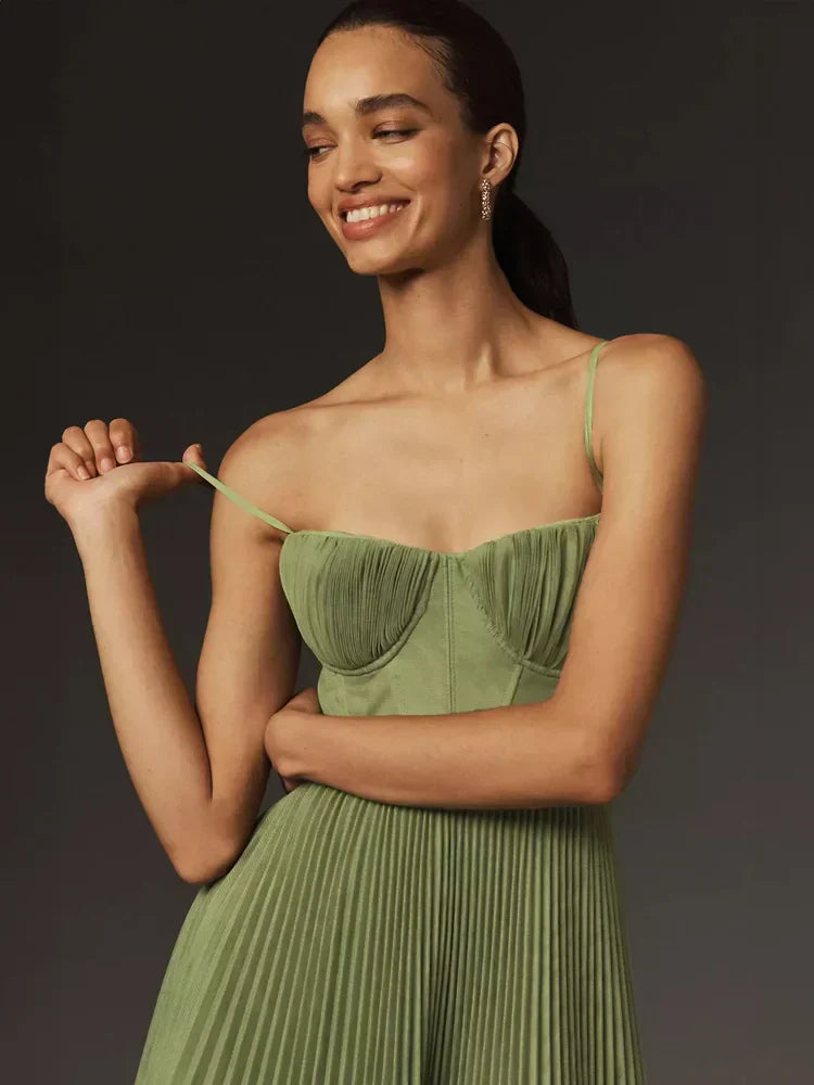 Women's Midi Dress with Pleated Tulle Bustier 2
