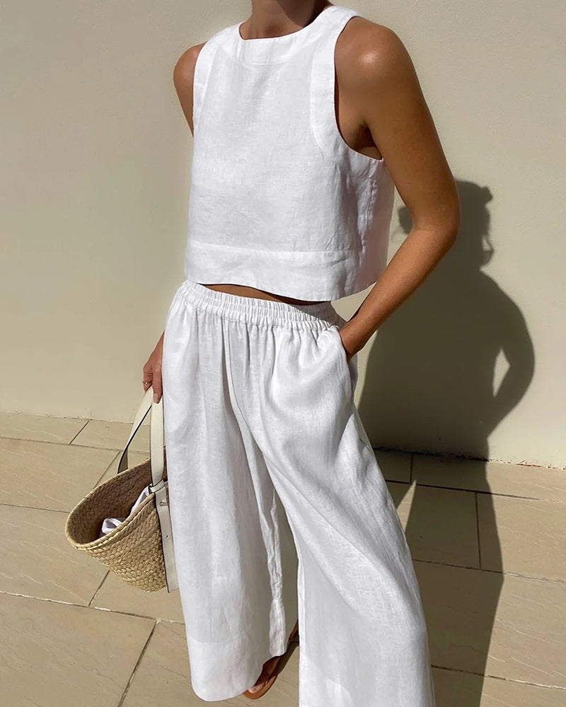 Women's Linen Loungewear Two-Piece Set-5