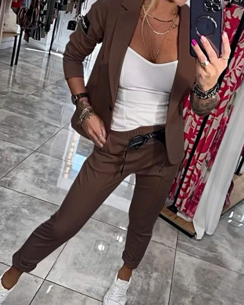 Variant image for Women's Soft Cotton Outfit Jacket Pants Set-11