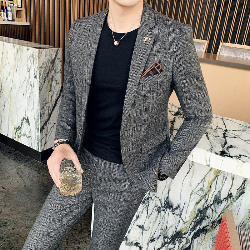 Variant image for Men's Slim Fit Two-Part Suit with Starred Pattern-15