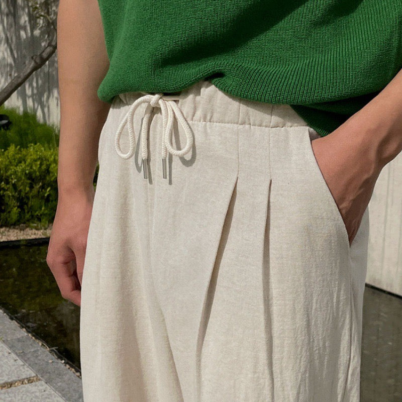 Men's Linen Pants Classic Style Relaxed Fit-5