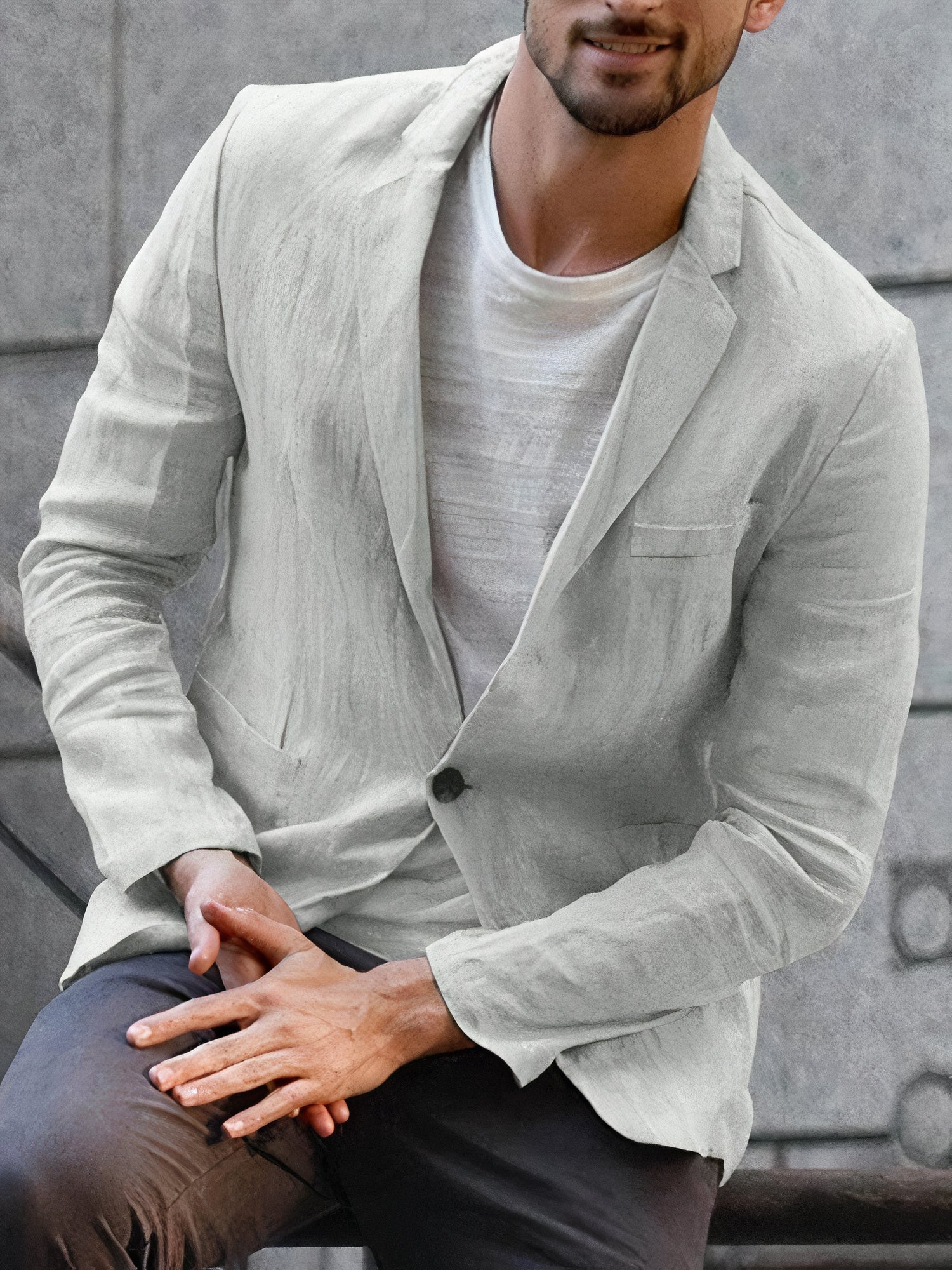Variant image for Men's Linen Jacket Modern Style-6