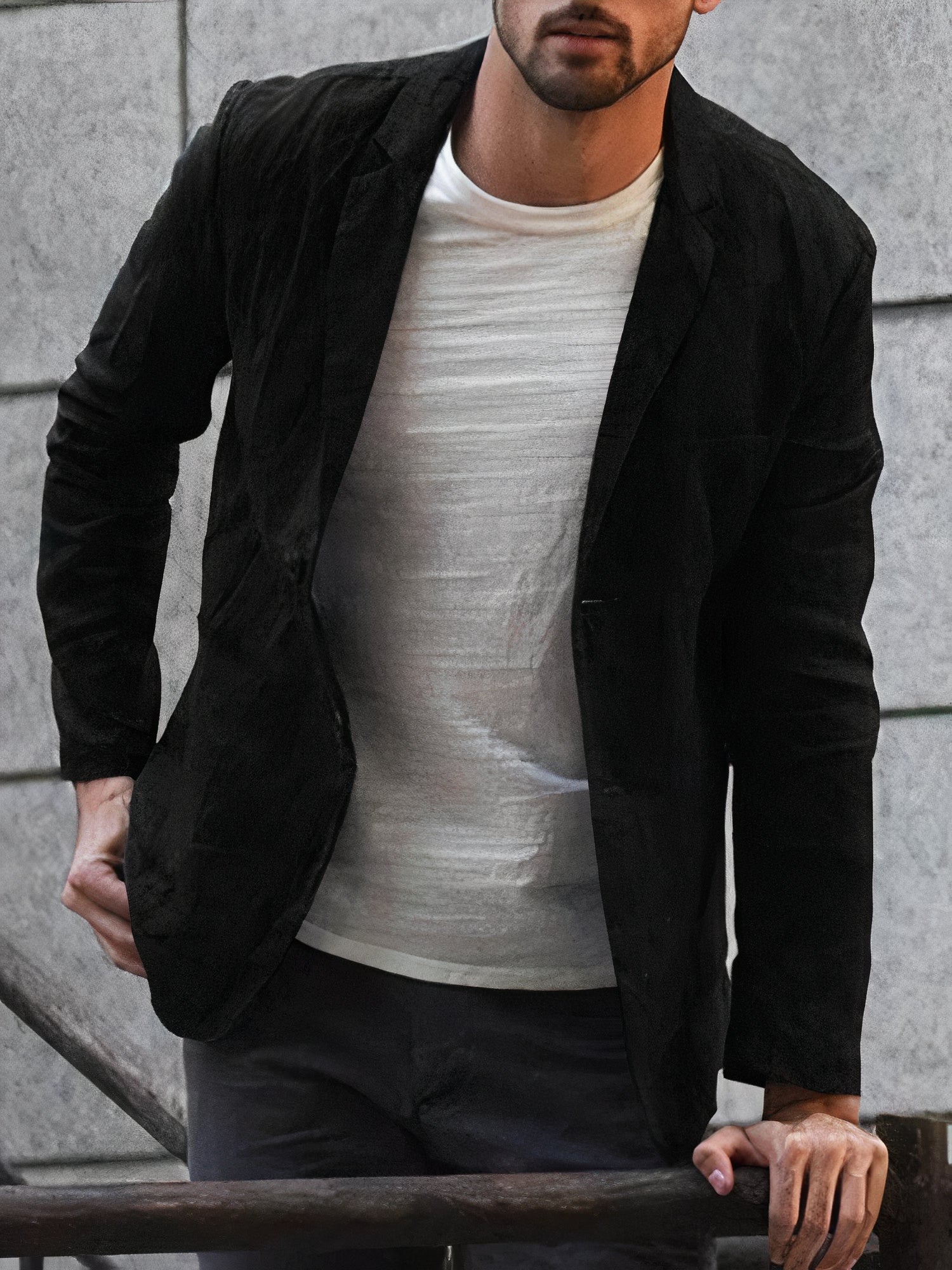 Men's Linen Jacket Modern Style-4