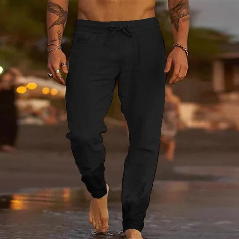 Beach Pants – Polyester Blend Drawstring Waist And Loose Fit