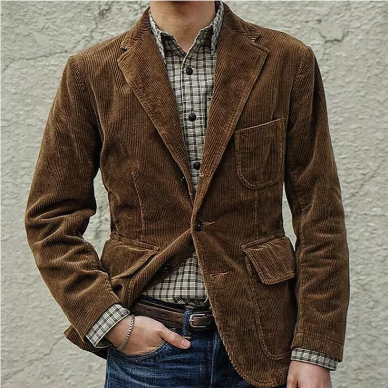 Blazer Coat - Polyester Blend Notch Lapel & Structured Fit