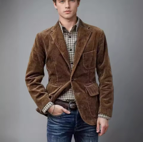 Blazer Coat - Polyester Blend Notch Lapel & Structured Fit