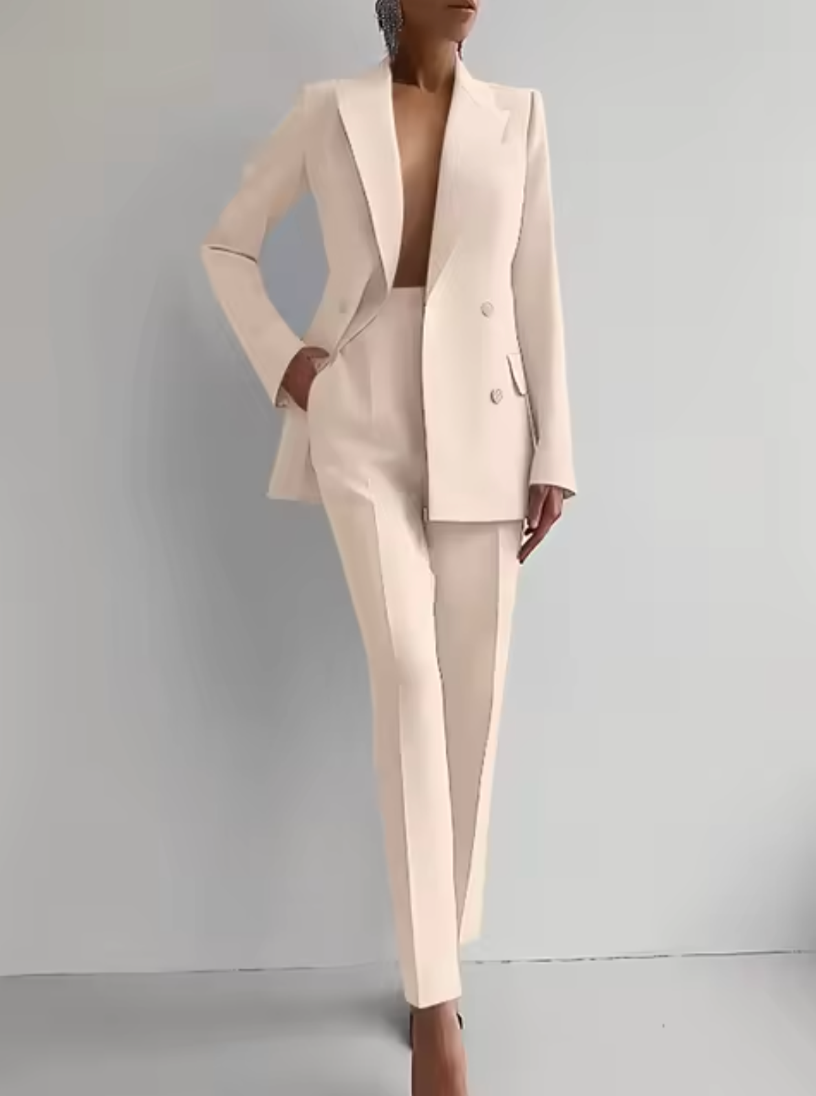 Blazer Set – Structured Shoulders & Straight Leg Fit