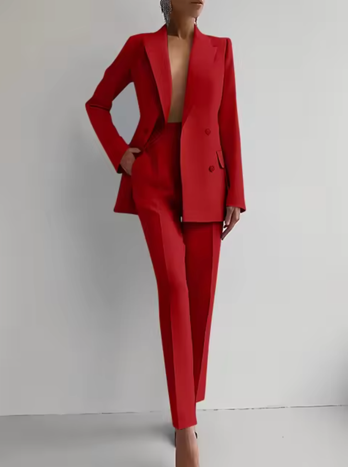 Blazer Set – Structured Shoulders & Straight Leg Fit