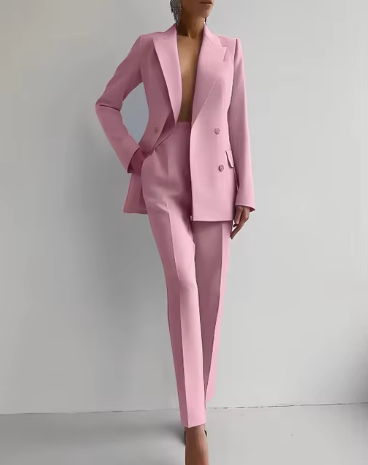 Blazer Set – Structured Shoulders & Straight Leg Fit