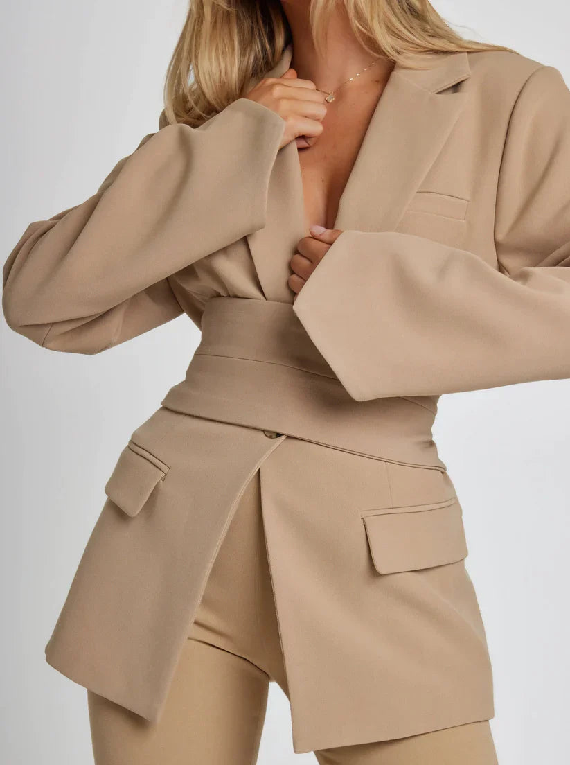 Blazer - Structured Shape With Lapel Collar And Neat Fit
