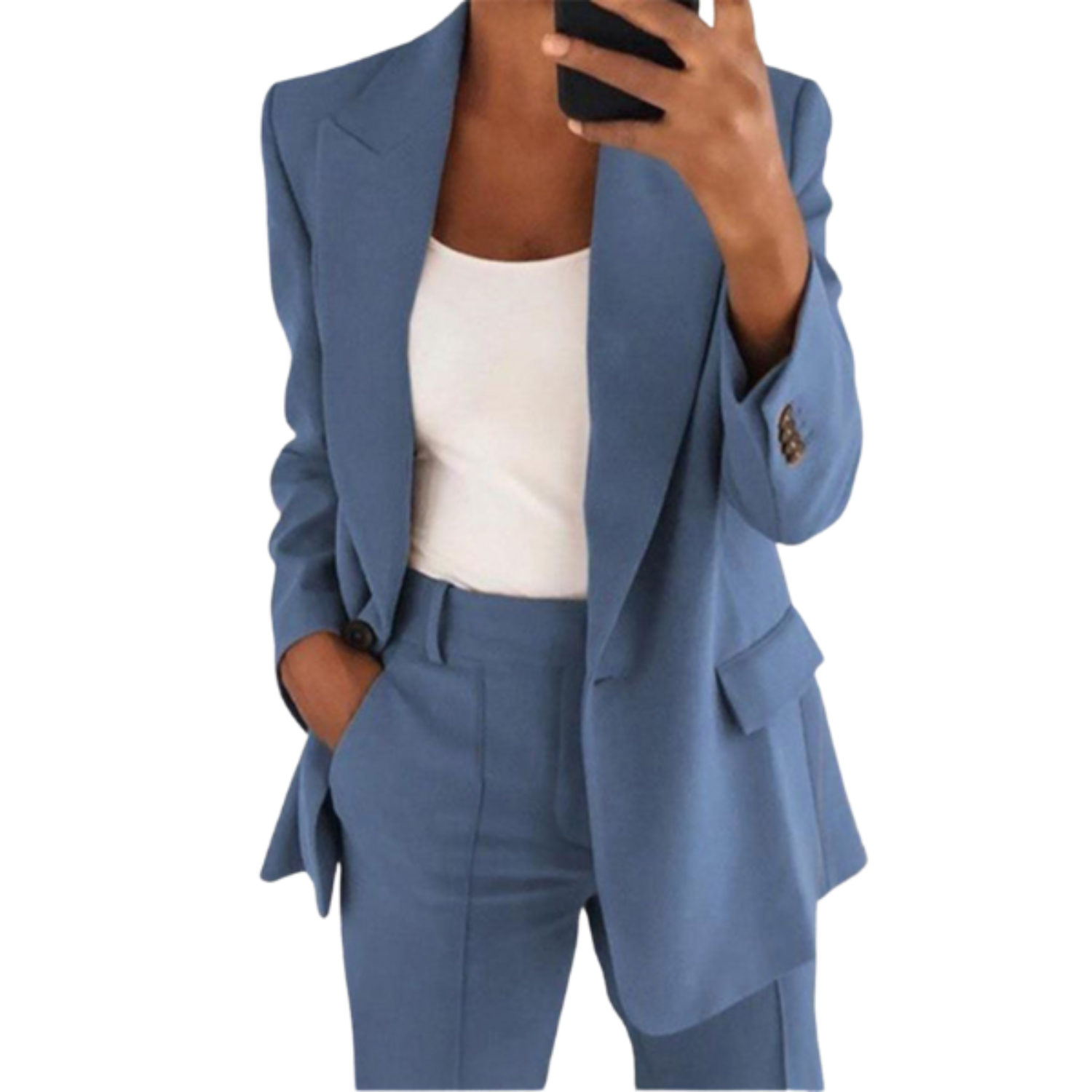 Blazer Suit – Polyester Blend Structured Shoulders & Tailored