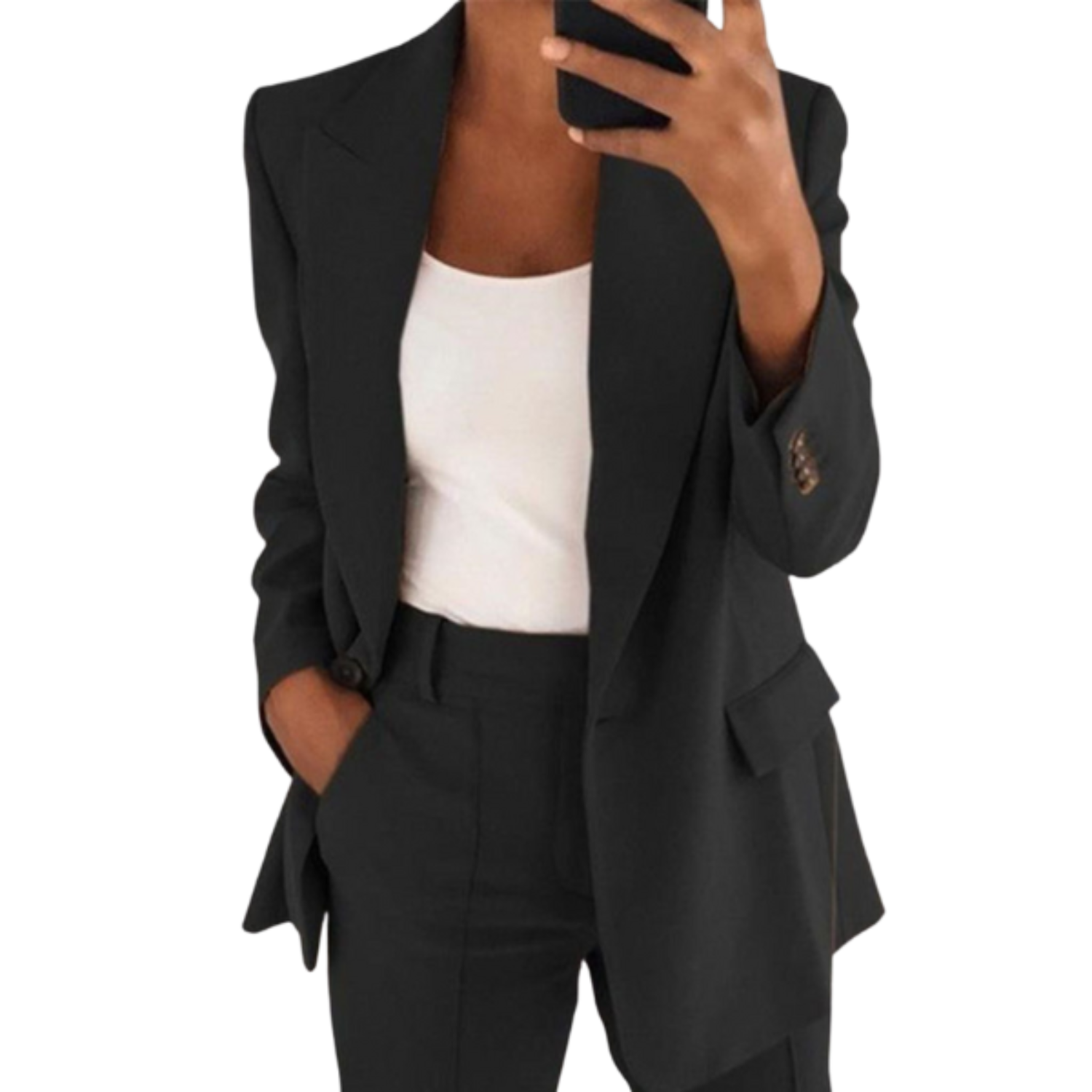 Blazer Suit – Polyester Blend Structured Shoulders & Tailored