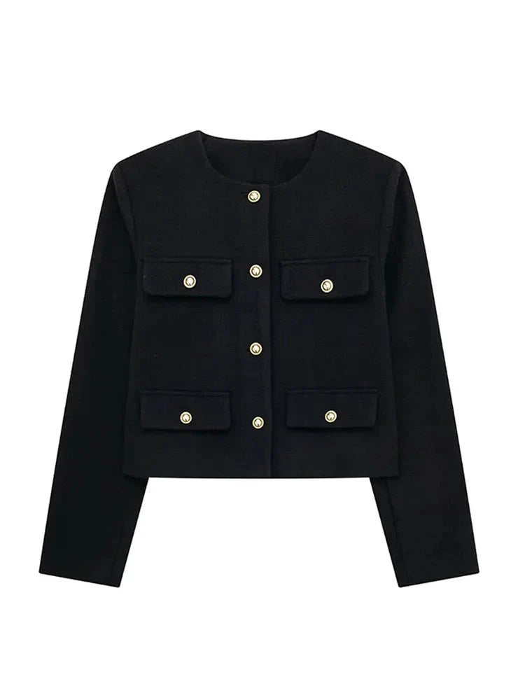 Blazer - Tailored Tweed Blend & Structured Front Shape