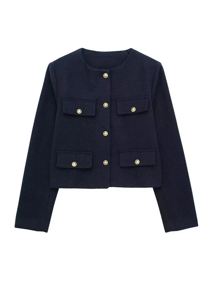 Blazer - Tailored Tweed Blend & Structured Front Shape