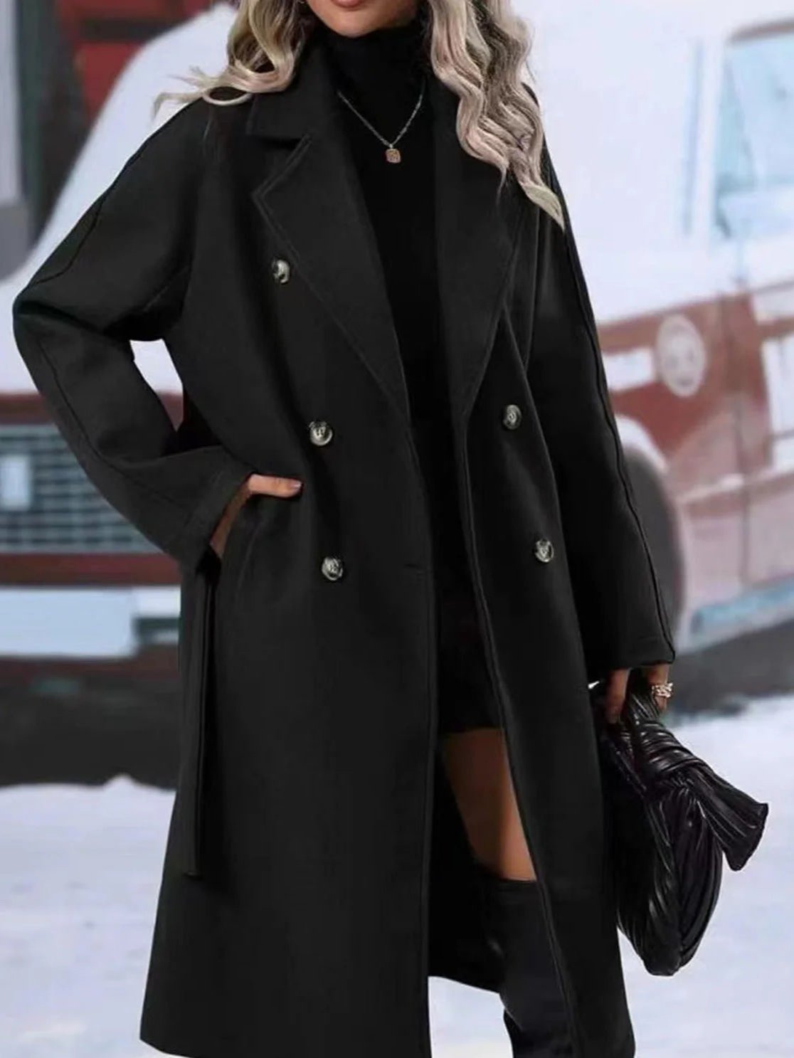 Blend Coat – Double Breasted Front & Blocks Wind Securely