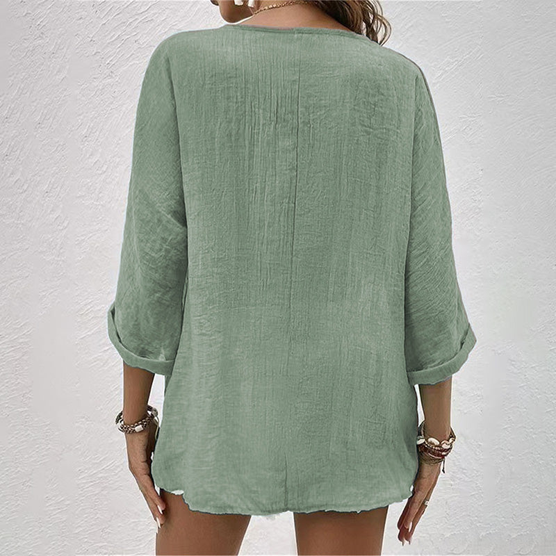 Blouse - Button Front And Breathable Lightweight Shape