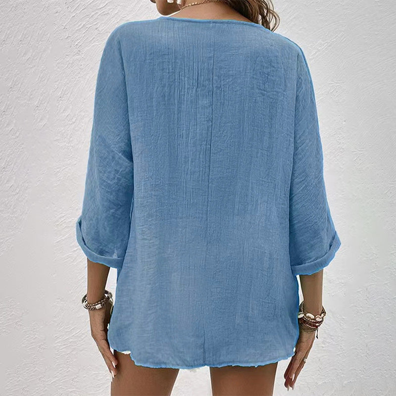 Blouse - Button Front And Breathable Lightweight Shape
