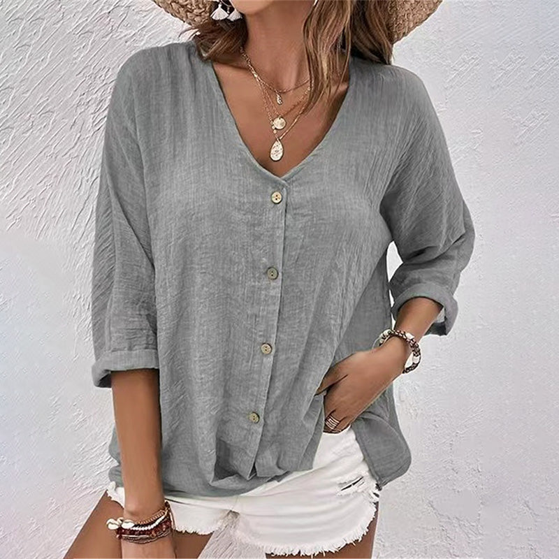 Blouse - Button Front And Breathable Lightweight Shape