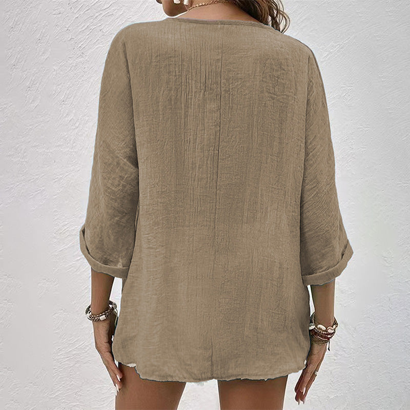 Blouse - Button Front And Breathable Lightweight Shape