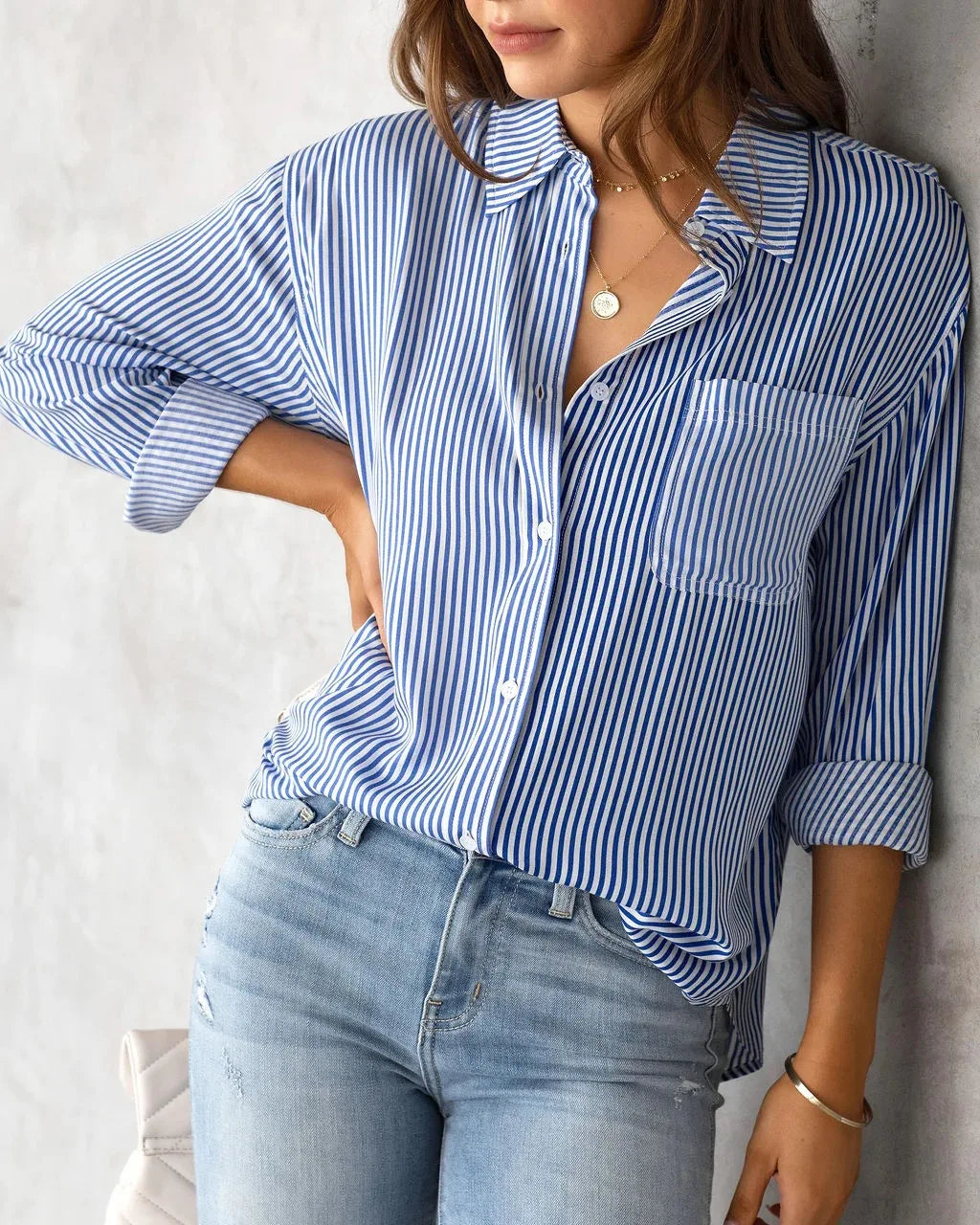 Blouse - Button Front And Chest Pocket For Easy Wear