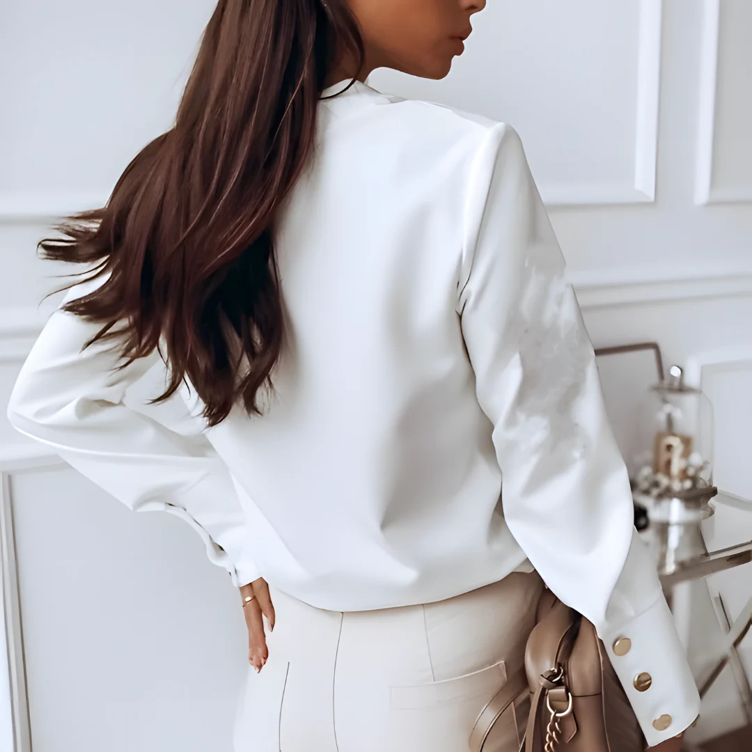 Blouse - Button Front & Loose Cut With Structured Collar