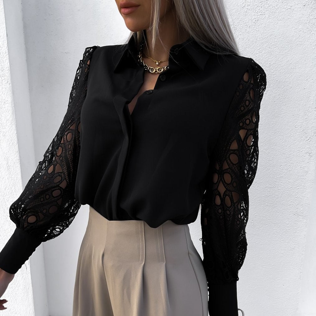 Blouse - Soft Blend Puff Sleeves And Shaped Waist Fit
