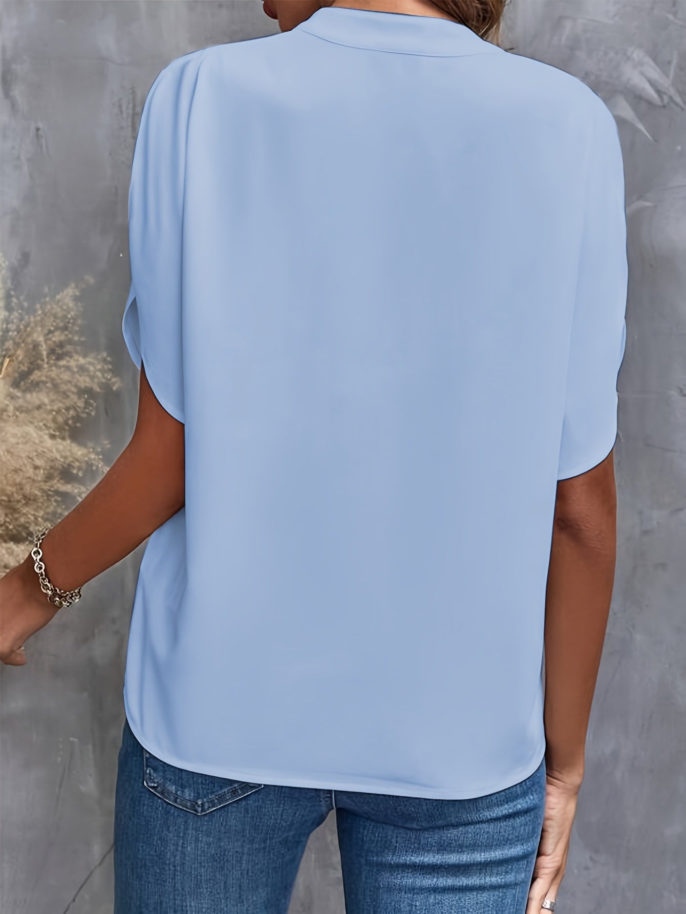 Blouse - Soft Blend V Neck And Loose Shape For Layering