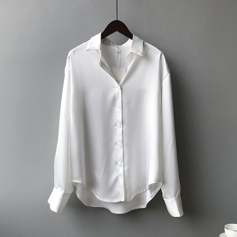 Blouse - Straight Cut Open Collar And Loose Fit For Layering