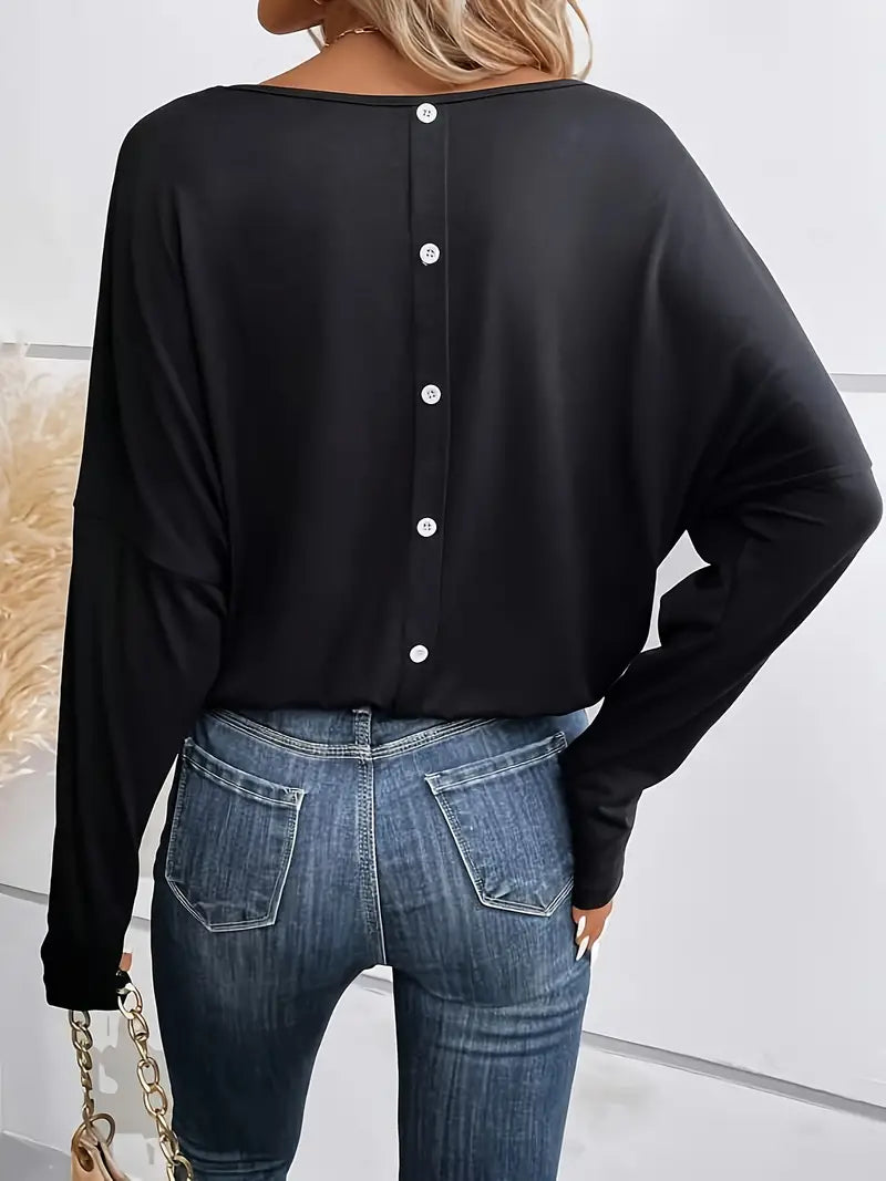 Blouse – V Neck Long Sleeve Loose Fit & Easy Movement